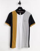 Le Breve Half Zip Stripe T-shirt In Black