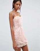 Jasmine Dress With Floral And Ruched Side Detail - Pink