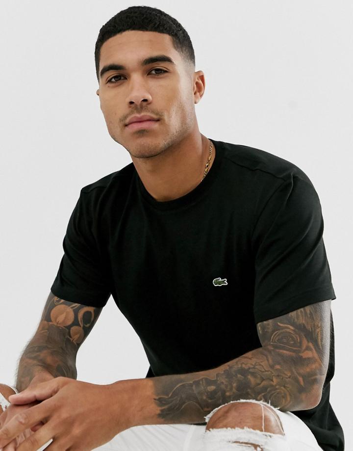 Lacoste Logo Pima Cotton T-shirt In Black