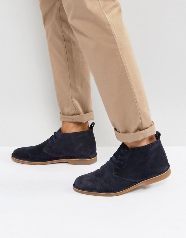 Selected Homme Royce Suede Desert Boots In Navy - Navy