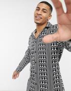 River Island Long Sleeve Geo Print Shirt In Black