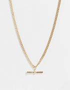 Svnx T Bar Necklace In Gold With Pearl Detail