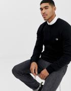 Fred Perry Crew Neck Cotton Sweater In Black