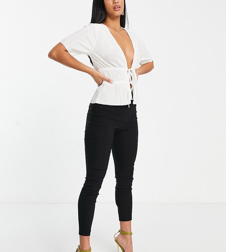 Asos Design Petite High Waist Pants Skinny Fit In Black
