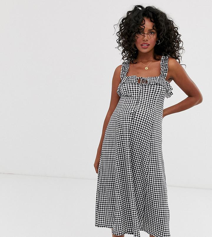 Asos Design Maternity Exclusive Gingham Midi Sundress-multi