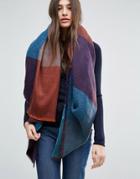 Asos Oversized Square Scarf In Blown Up 70s Woven Check - Multi