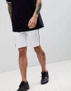 Asos Design Slim Shorts In White With Black Piping - White