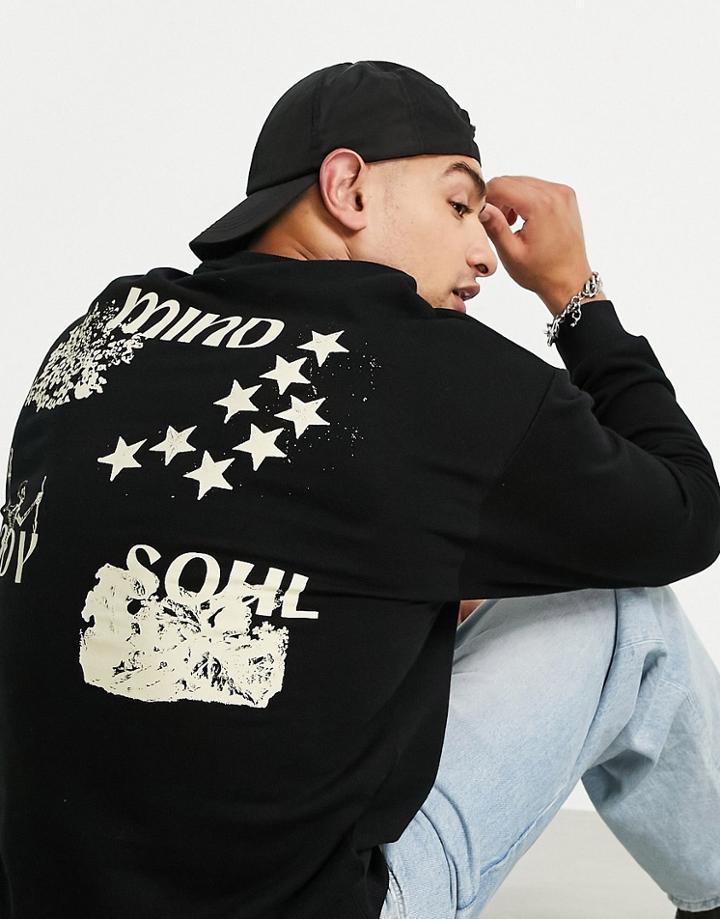 Asos Design Oversized Sweatshirt In Black With Gothic Wellness Back Print