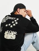 Asos Design Oversized Sweatshirt In Black With Gothic Wellness Back Print