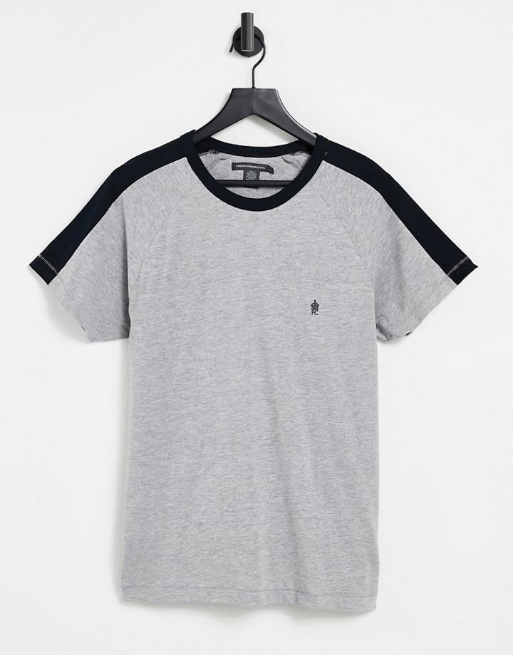 French Connection Panel Crew Neck T-shirt In Light Gray-grey