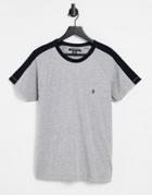 French Connection Panel Crew Neck T-shirt In Light Gray-grey