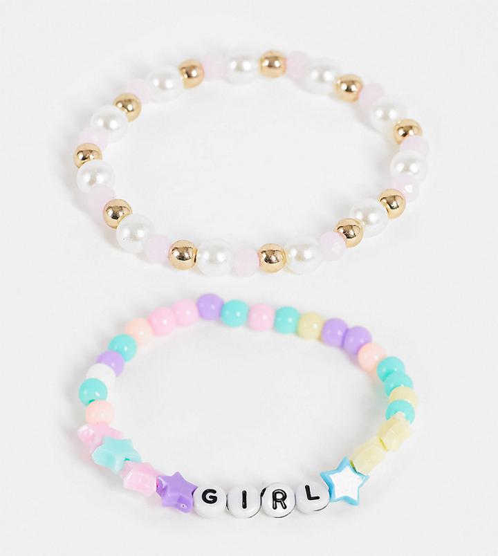 Pieces Exclusive 2 Pack Beaded Bracelets In Multi