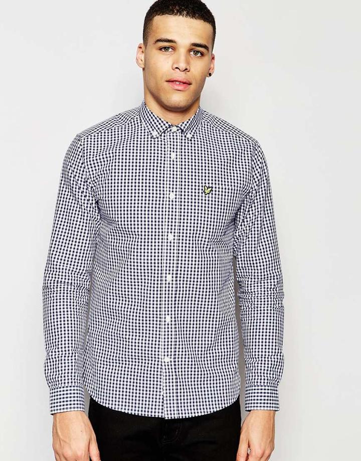Lyle & Scott Shirt In Gingham Check In Navy - Navy