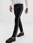 Twisted Tailor Super Skinny Pants With Dogstooth Side Stripe-black