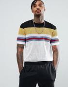 Asos Mesh Stripe T-shirt - Multi
