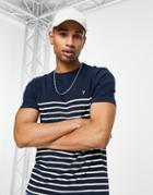 Farah Stripe T-shirt In Navy