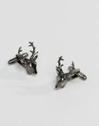 Simon Carter Stag Cufflinks In Antique Silver - Silver