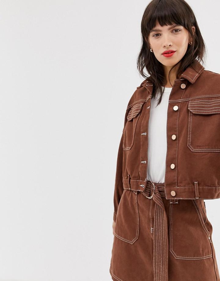 River Island Utility Jacket In Brown-tan