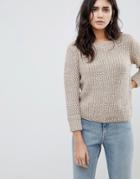 Brave Soul Milky Way Sweater In Twist Yarn - Brown