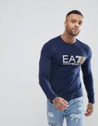 Ea7 Slim Fit Stretch Long Sleeve Chest Logo Top In Navy - Navy