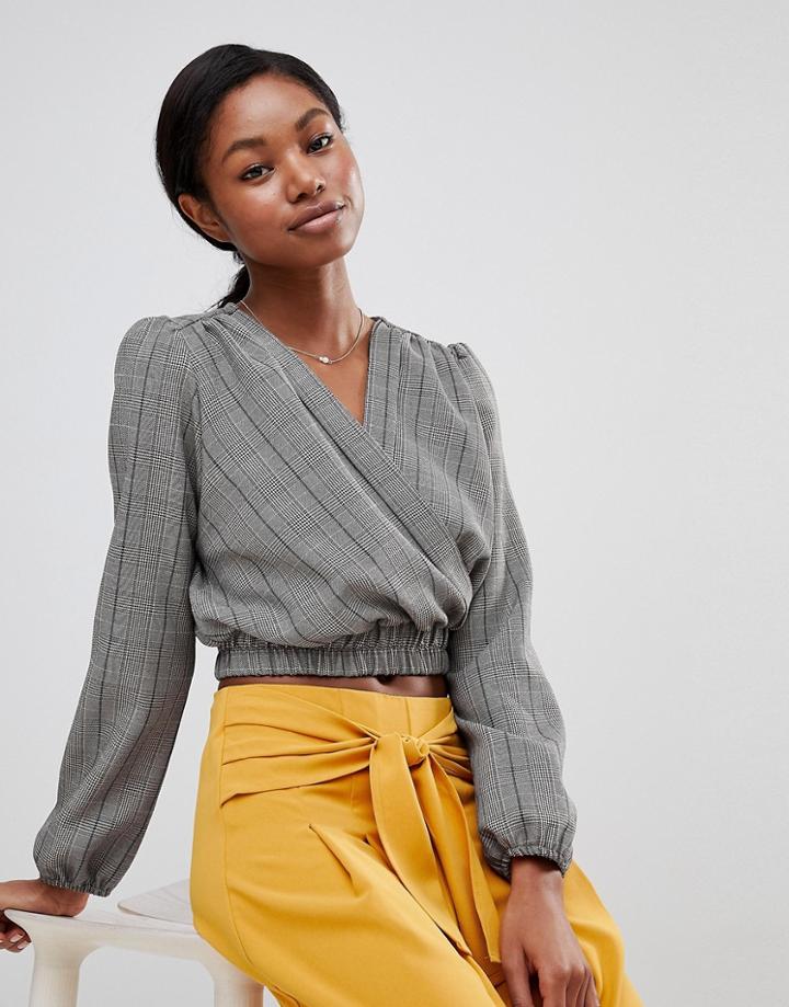 Love Long Sleeve Cross Over Crop Top - Beige