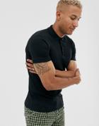 Asos Design Muscle Fit Polo In Rib In Black