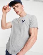 True Religion Back Print Crew Neck T-shirt-grey