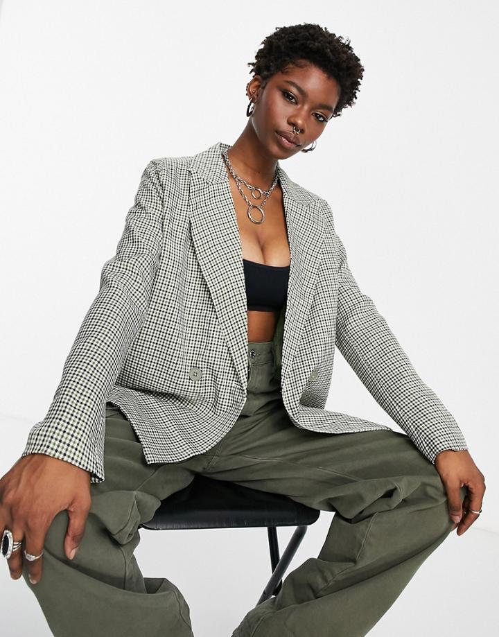 Heartbreak Oversized Double Breasted Blazer In Green Check - Part Of A Set