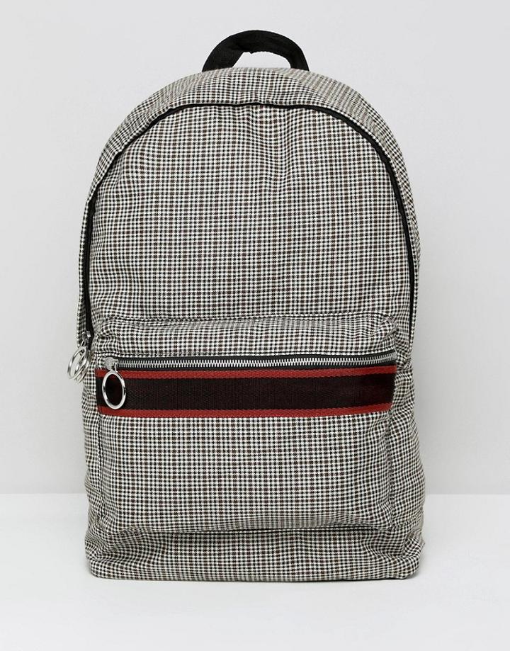 Asos Design Backpack In Vintage Check Print - Brown