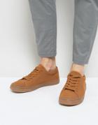 Asos Lace Up Sneakers In Tan Real Suede - Tan
