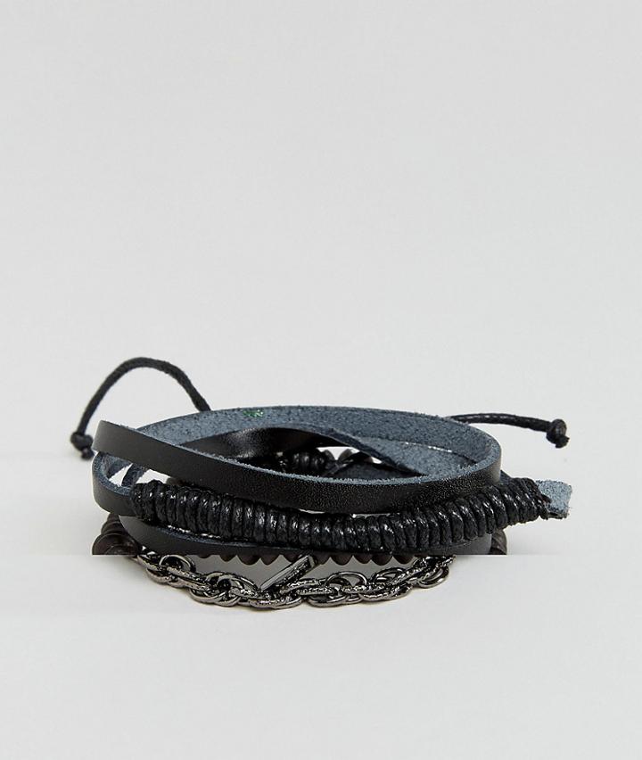 Icon Brand Combo Bracelets In 4 Pack - Black