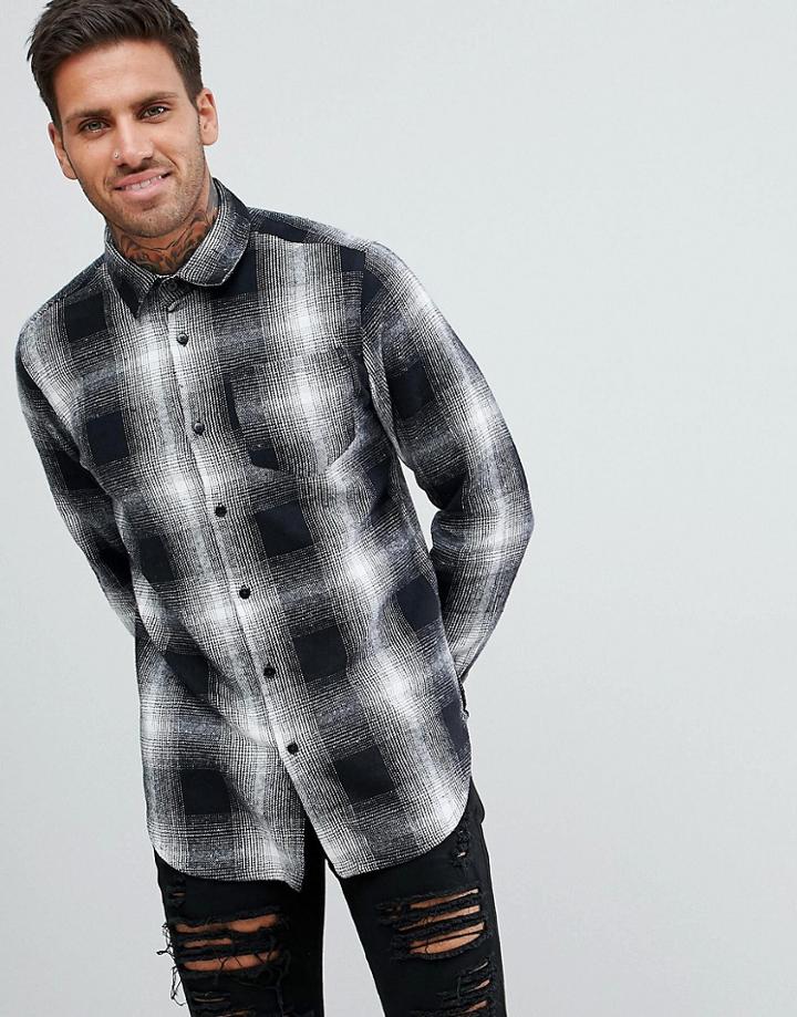 Boohooman Slim Fit Shirt In Black Check - Black