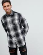 Boohooman Slim Fit Shirt In Black Check - Black