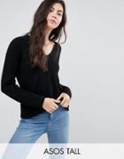 Asos Tall Ultimate Chunky Sweater With V Neck - Black
