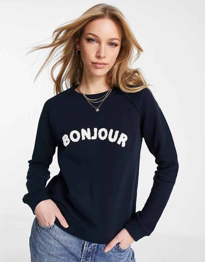 Whistles Bonjour Logo Sweatshirt In Navy