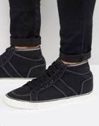 Asos Mid Top Sneakers In Black Faux Suede - Black
