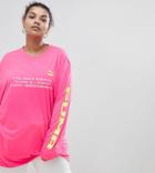 Puma Exclusive To Asos Plus Long Sleeve T-shirt With Techno Logo In Neon Yellow - Pink