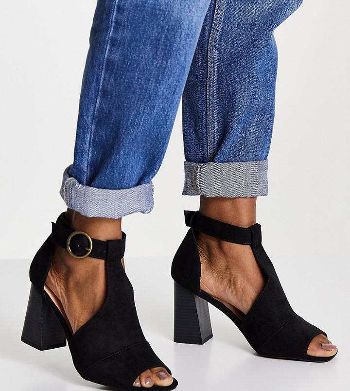 Simply Be Wide Fit Phoenix Block Heeled Sandals In Black