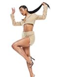 Asyou Buckle Skirt In Tan - Part Of A Set-green