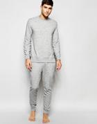 Asos Loungewear Sweatshirt With Stepped Hem In Nepp Fabric - Gray Marl