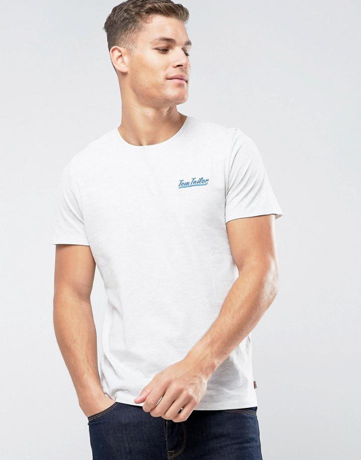 Tom Tailor T-shirt With Chest Branding - White