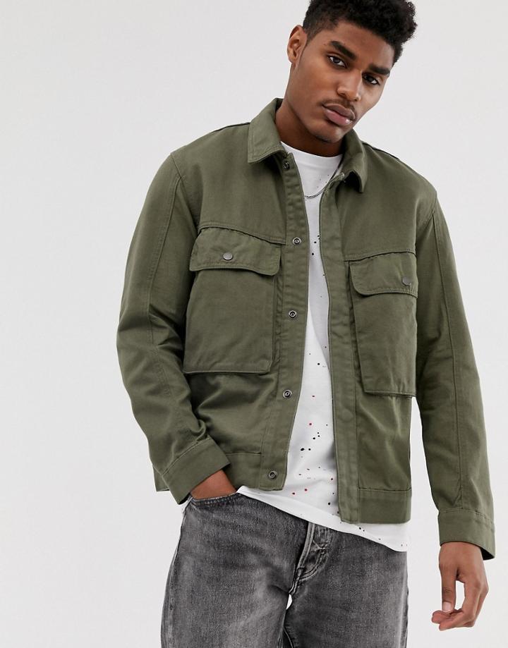 Bershka Utility Jacket In Khaki - Green