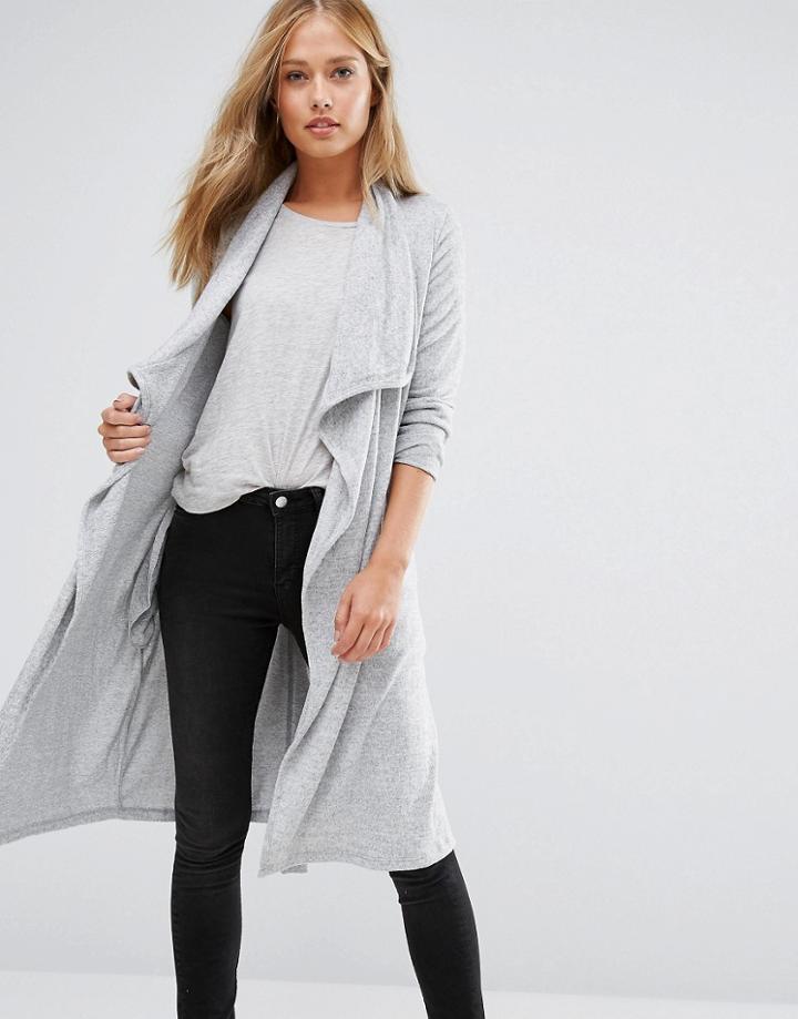 Vila Drape Front Cardigan - Gray