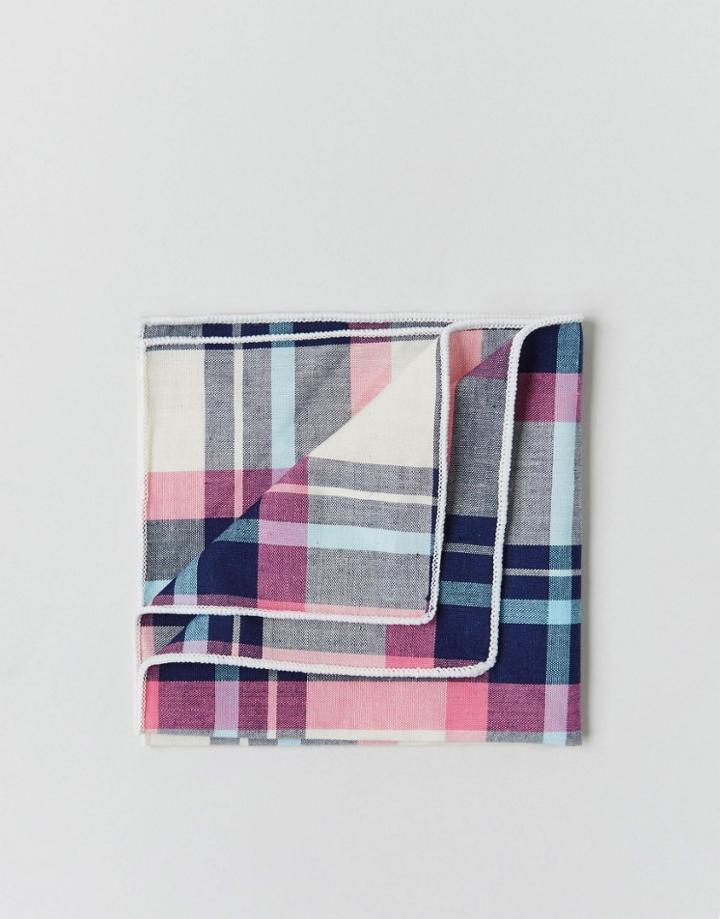 7x Pocket Square Check Print In Box - Pink