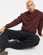 Asos Design Oversized Hoodie With T-shirt Hem In Brown