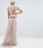 Tfnc Petite Sateen Bow Back Maxi Bridesmaid Dress - Pink