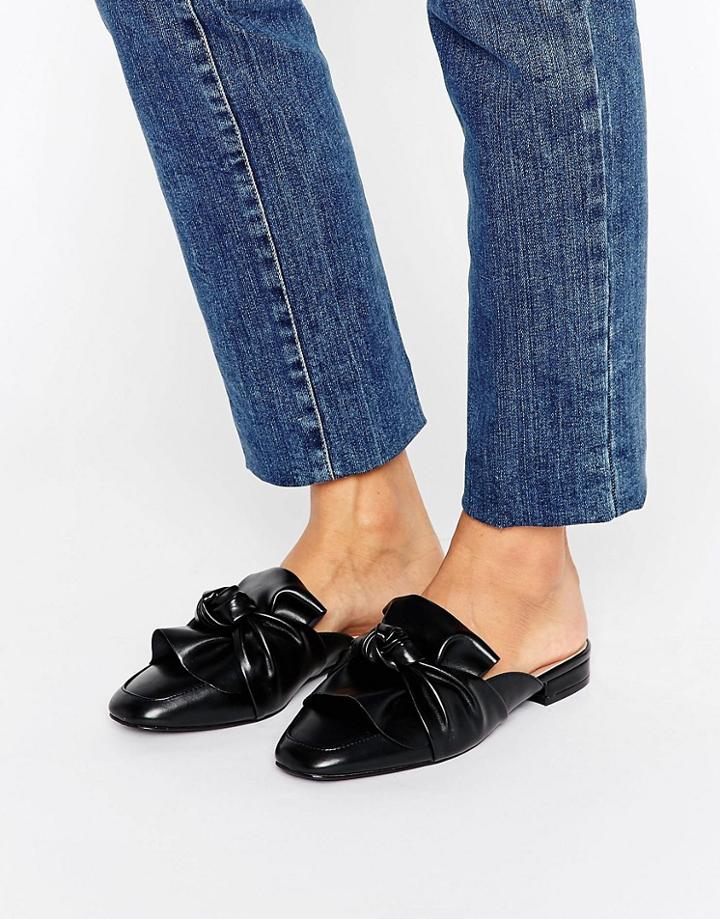 London Rebel Bow Mule Shoe - Black