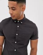 Asos Design Skinny Oxford Shirt In Black