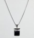 Reclaimed Vintage Inspired Onyx Pendant Necklace - Silver
