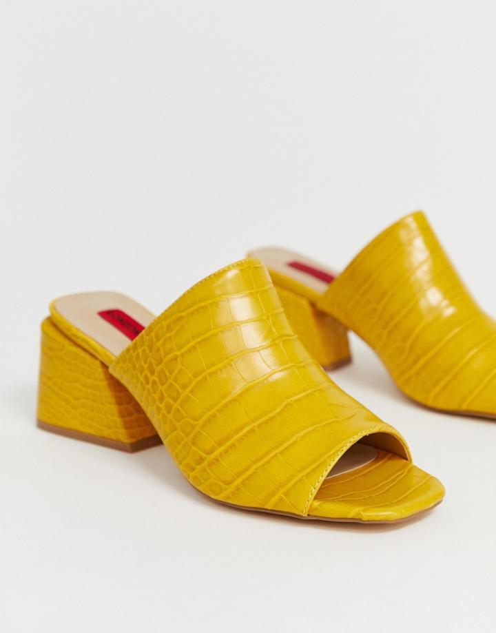 London Rebel Croc Mules - Yellow